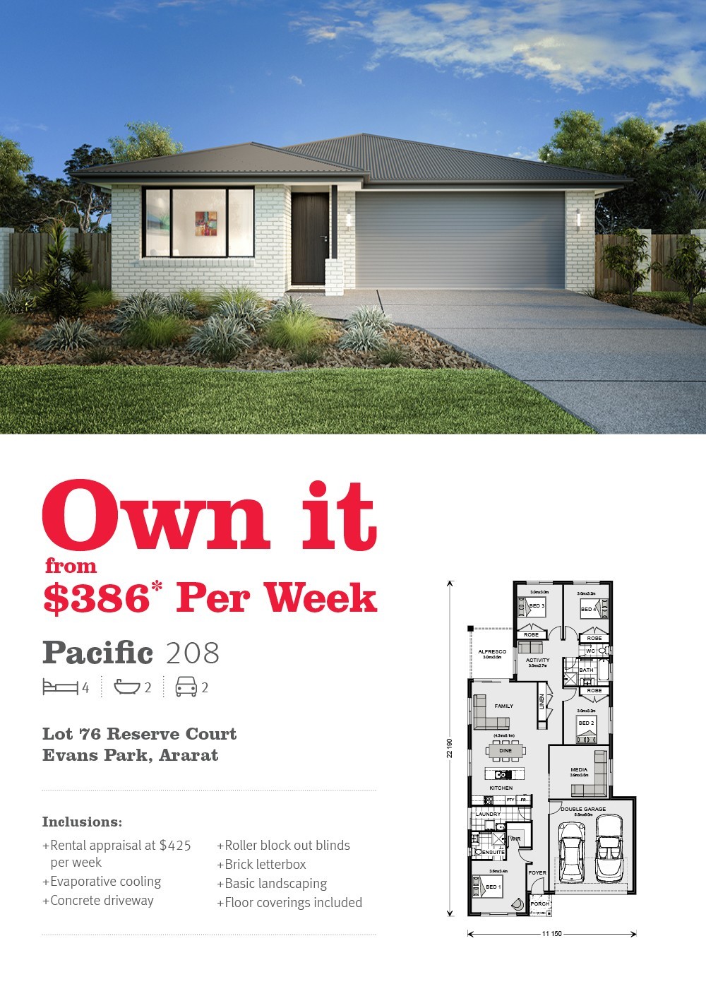 House and land in Ararat from just $386 per week*