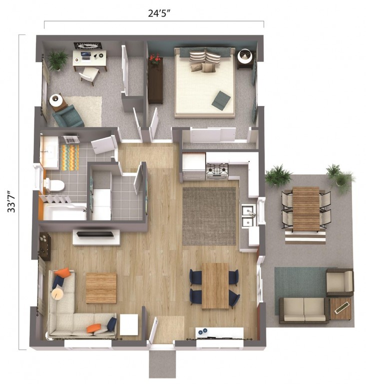 ADU – The Sacramento 820 Floorplan